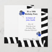 Zebra Pattern Fiftieth Birthday Invitation Kaart (Voorkant / Achterkant)
