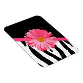 Zebra Pattern Girly Pink Daisy Magneet (Rechterzijde)