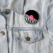 Zebra Pattern Girly Pink Daisy Ronde Button 5,7 Cm (In situ)