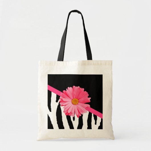 Zebra Pattern Girly Pink Daisy Tote Bag (Voorkant)