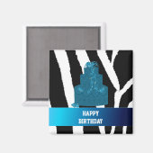 Zebra Pattern met Birthday Cake Magneet (Voorkant / Achterkant)