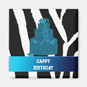 Zebra Pattern met Birthday Cake Magneet (Voorkant)