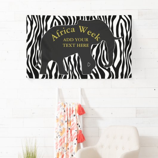Zebra Pattern met Elephant + jouw ideeën Spandoek (Insitu)