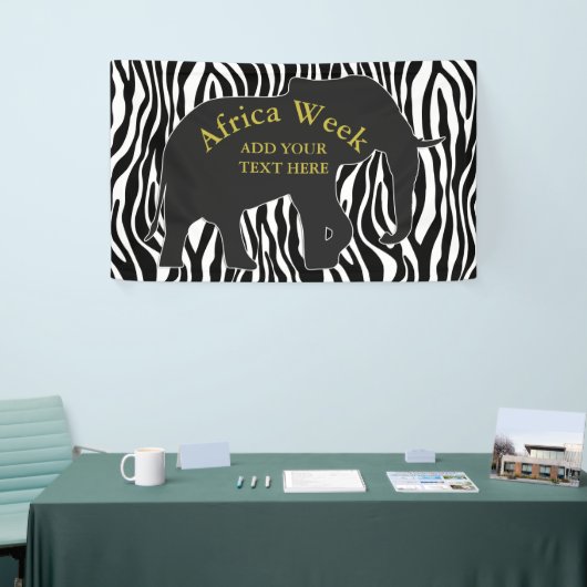 Zebra Pattern met Elephant + jouw ideeën Spandoek (Beurs)