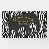 Zebra Pattern met Elephant + jouw ideeën Spandoek (Horizontaal)