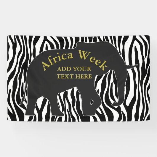 Zebra Pattern met Elephant + jouw ideeën Spandoek (Horizontaal)