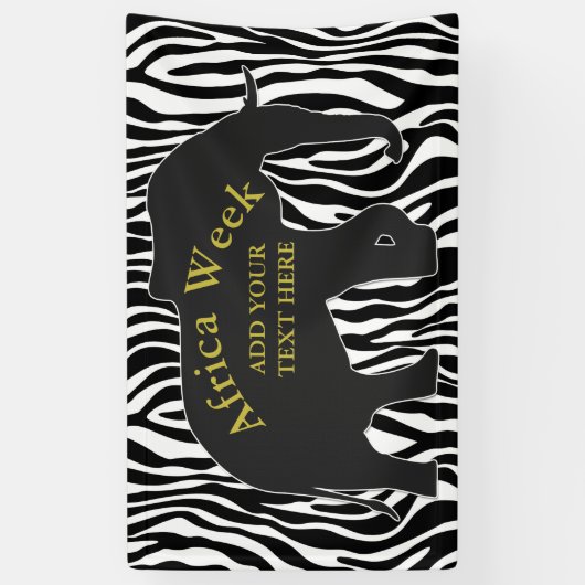 Zebra Pattern met Elephant + jouw ideeën Spandoek (Verticaal)