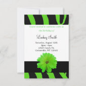 Zebra Pattern met Flower Birthday Invitation Kaart (Voorkant)