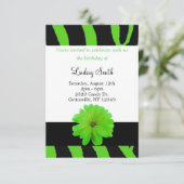Zebra Pattern met Flower Birthday Invitation Kaart (Staand voorkant)