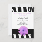Zebra Pattern met Flower Birthday Invitation Kaart (Voorkant)