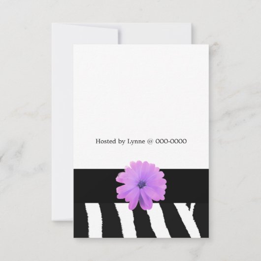 Zebra Pattern met Flower Birthday Invitation Kaart (Achterkant)