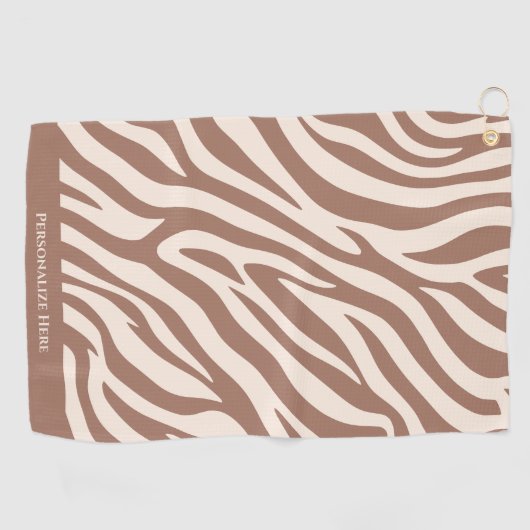 Zebra Pattern-Mocha Mousse Golfhanddoek (Horizontaal)