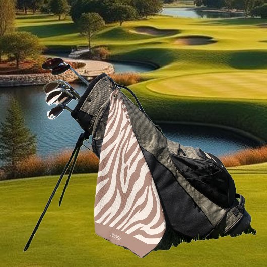 Zebra Pattern-Mocha Mousse Golfhanddoek