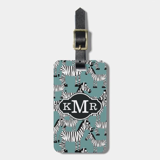 Zebra Pattern | Monogram Bagagelabel (Voorkant verticaal)