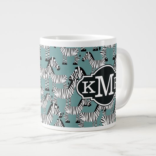 Zebra Pattern | Monogram Grote Koffiekop (Voorkant rechts)