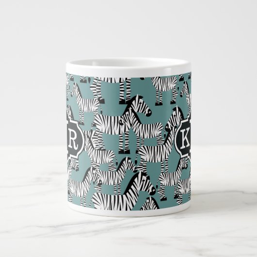 Zebra Pattern | Monogram Grote Koffiekop (Voorkant)