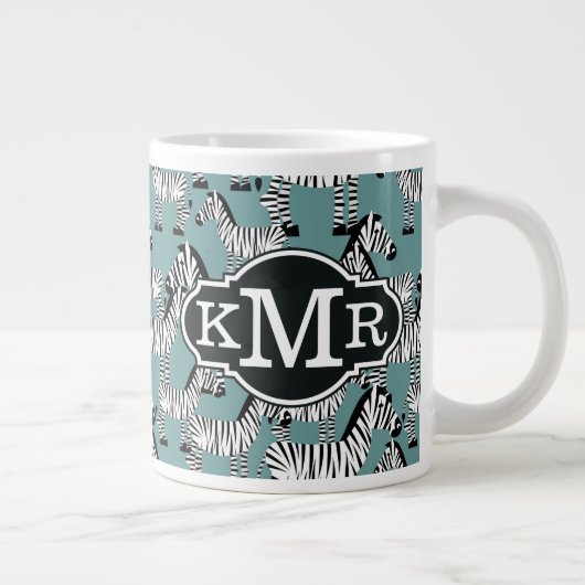 Zebra Pattern | Monogram Grote Koffiekop (Rechts)