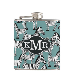 Zebra Pattern   Monogram Heupfles