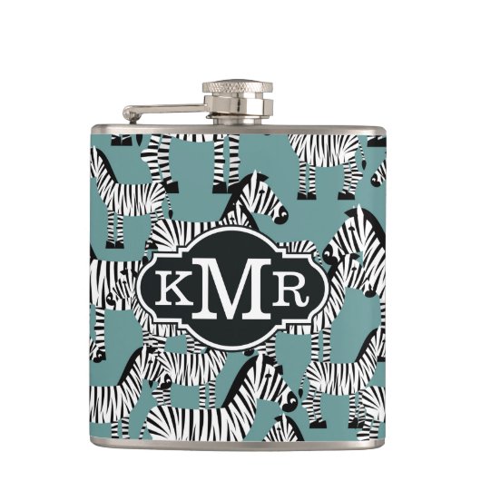 Zebra Pattern | Monogram Heupfles (Voorkant)