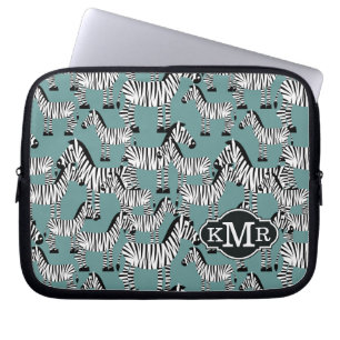 Zebra Pattern Monogram Laptop Sleeve