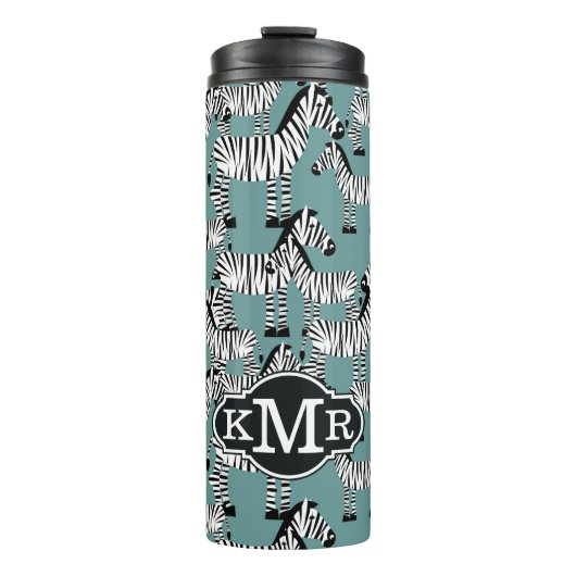 Zebra Pattern | Monogram Thermosbeker (Voorkant)