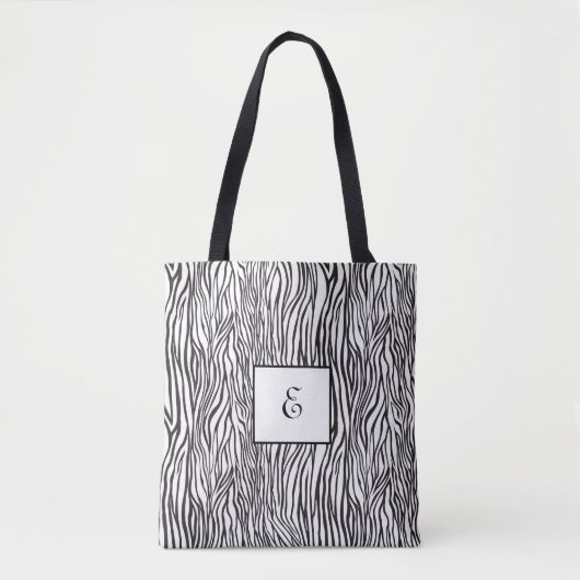 Zebra Pattern Monogram Tote Bag (Voorkant)