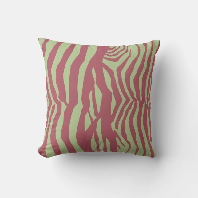 Zebra Pattern Pillow in Brick Red en Spring Green Kussen (Voorkant)