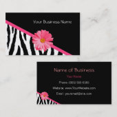 Zebra Pattern Pink Daisy Visitekaartje (Voorkant / Achterkant)