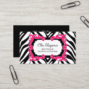 Zebra Pattern Pink Flourish Banner Visitekaartje