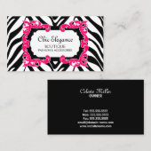 Zebra Pattern Pink Flourish Banner Visitekaartje (Voorkant / Achterkant)