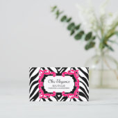 Zebra Pattern Pink Flourish Banner Visitekaartje (Staand voorkant)