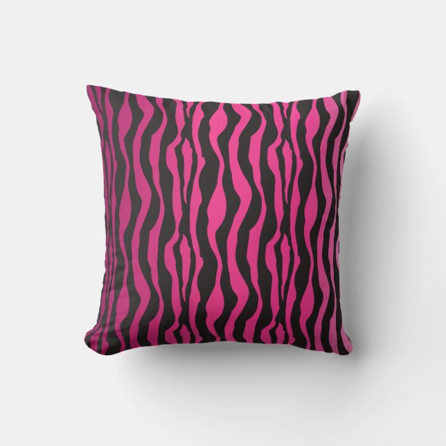 Zebra Pattern roze zwart Kussen (Voorkant)