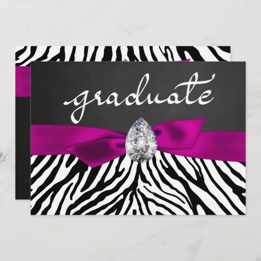 Zebra Pattern Rustic Chalkboard Afstuderen script Kaart (Voorkant / Achterkant)