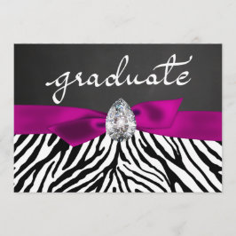 Zebra Pattern Rustic Chalkboard Afstuderen script Kaart