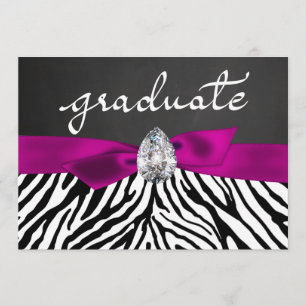 Zebra Pattern Rustic Chalkboard Afstuderen script Kaart