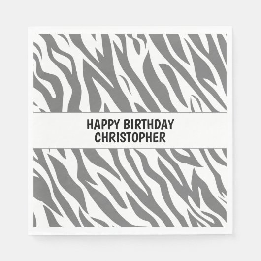 Zebra Pattern Safari Oerwoud Animal Birthday Servet (Voorkant)