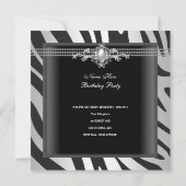 Zebra Pearl Black Silver White 40th Birthday Party Kaart (Achterkant)