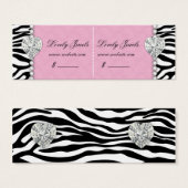 Zebra Pearl Kant Juwelen Prijs Label Roze Dubbel Mini Visitekaartjes (Voorkant /achterkant)