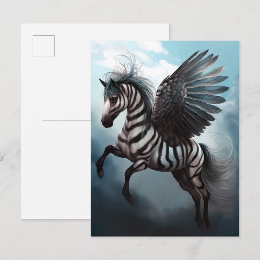 Zebra Pegasus Fantasy Art Briefkaart (Voorkant / Achterkant)