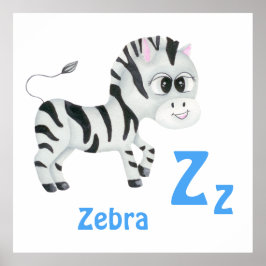 Zebra personaliseer ABC: Letter Z - Jouw namen toe Poster