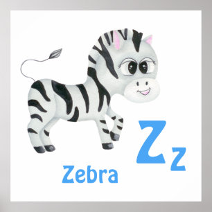 Zebra personaliseer ABC: Letter Z - Jouw namen toe Poster
