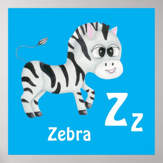 Zebra personaliseer ABC: Letter Z - Jouw namen toe Poster (Voorkant)