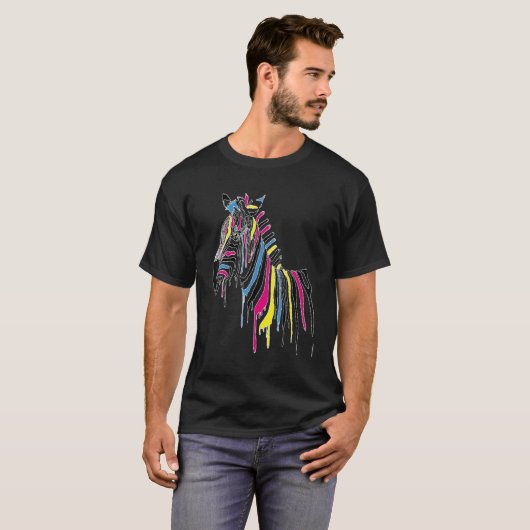 Zebra Pet Exquise Design Art aantrekkelijke kleure T-shirt (Voorkant volledig)