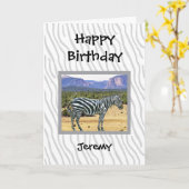 Zebra photo in a natural setting kaart (Gele Bloem)