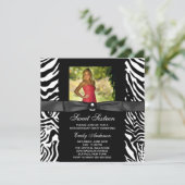 Zebra Photo Sweet 16 Party Kaart (Staand voorkant)