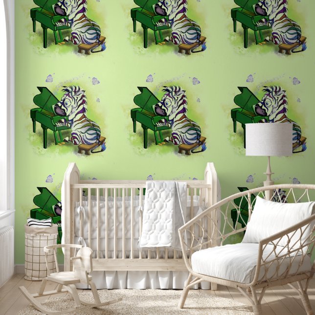 Zebra Pianist Grappig Behang (Kinderen)