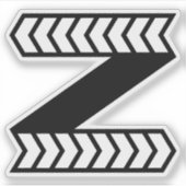 Zebra Pijl stijl Letter Z Monogram Sticker (Voorkant)
