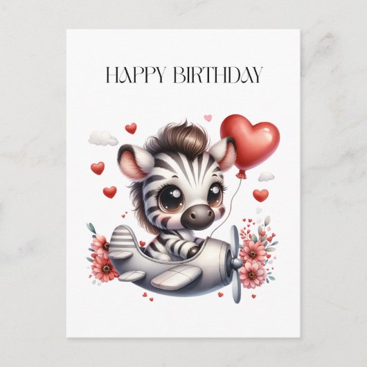 Zebra Piloot Verjaardag Feestdagenkaart (Voorkant)