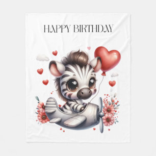 Zebra Piloot Verjaardag Fleece Deken