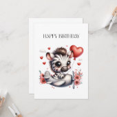 Zebra Piloot Verjaardag Kaart (Voorkant / Achterkant in situ)